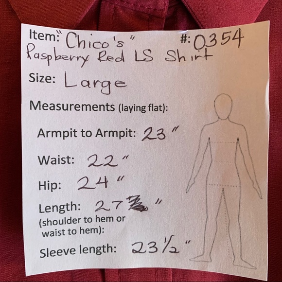 Chico’s Raspberry Red Button Down Shirt Size 12-14 - Picture 8 of 8